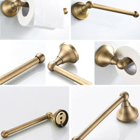 Bathroom Accessories Antique Brass Wall Mounted Toilet Paper Holder Towel Ring Robe Coat Hook Bathroom Hardware
