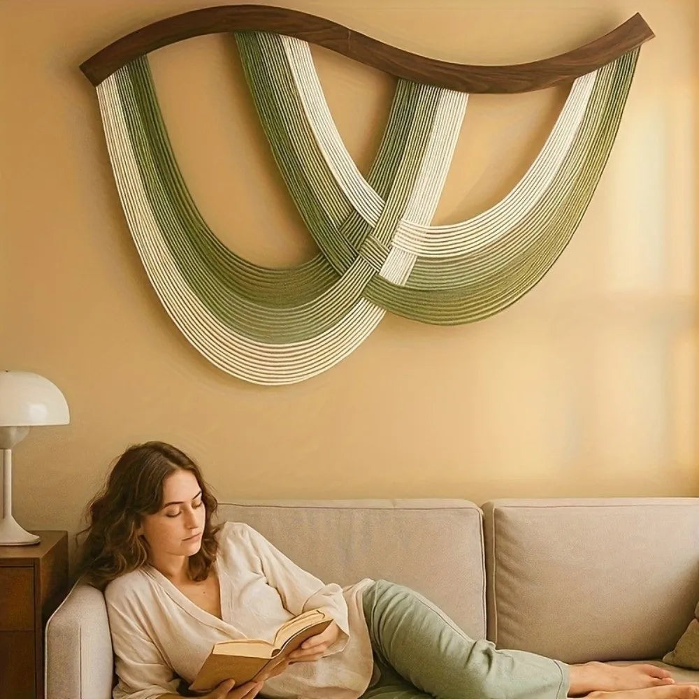 Crafts Wooden Bohemian Wall Decor Retro Yarn Woven Wall Art Tassel Tapestry Aesthetic Wall Hanging Pendant Living Room