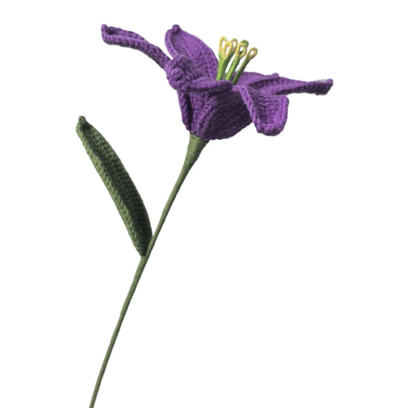 Handmade Knitted Lily Flower Bouquet Finished Bouquet For Home Accessories Decoration Ornament