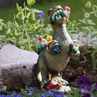 Mischievous Dinosaur Garden Eating Gnome Statue Resin Figurine Best Art Decor for Outdoor Home Waterproof Home Accessories