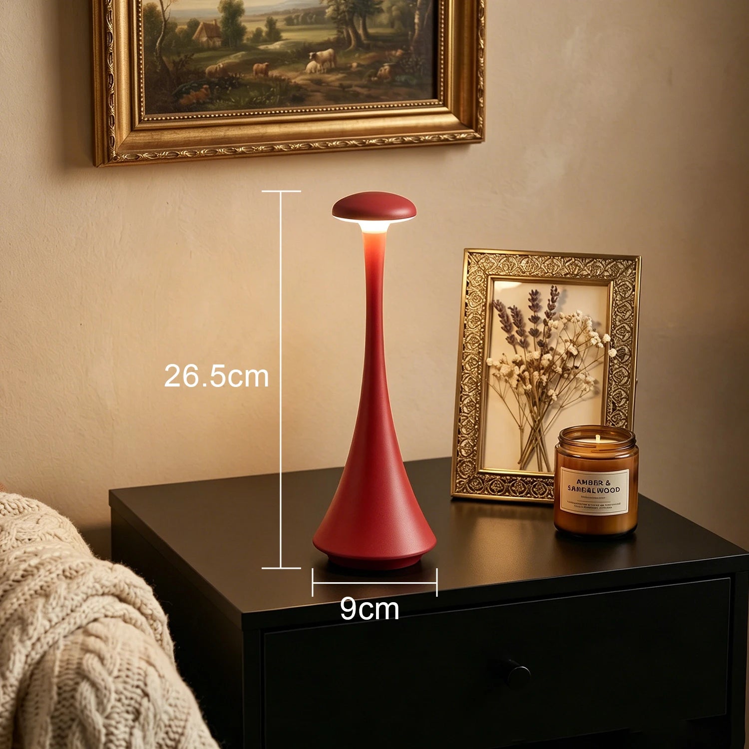 New Arrival Mushroom Table Lamp Rechargeable Wireless Touch Lamp Creative Desk Lamp USB-C Desk Lamp Bedroom Atmosphere Light