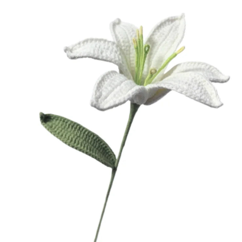 Handmade Knitted Lily Flower Bouquet Finished Bouquet For Home Accessories Decoration Ornament