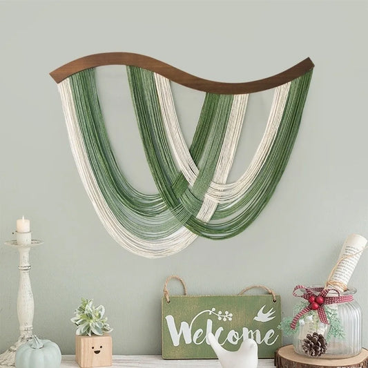 Crafts Wooden Bohemian Wall Decor Retro Yarn Woven Wall Art Tassel Tapestry Aesthetic Wall Hanging Pendant Living Room