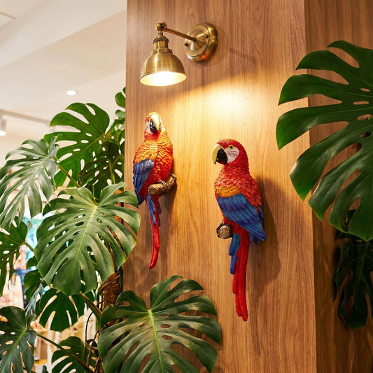 Realistic Parrot Wall Decor, Realistic-Style Home Decor for Bedrooms Living Rooms, Outdoor Garden Courtyard Parrot Tree Ornament