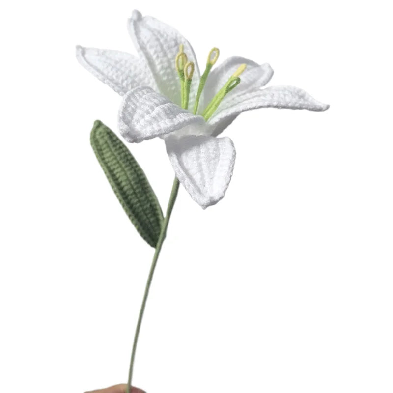 Handmade Knitted Lily Flower Bouquet Finished Bouquet For Home Accessories Decoration Ornament