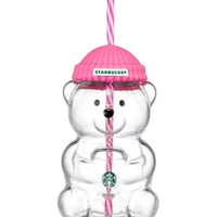 STARBUCKS 2026 Pink Bearista Glass Cold Cup Beanie Bear 20oz