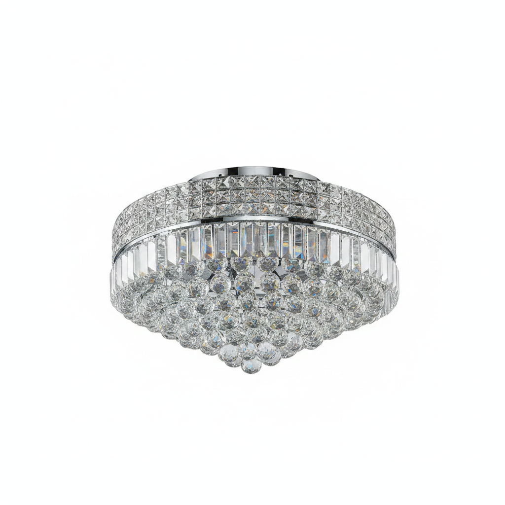 Chrome Crystal Ceiling Light 42cm | 5-Light E14 | Dimmable