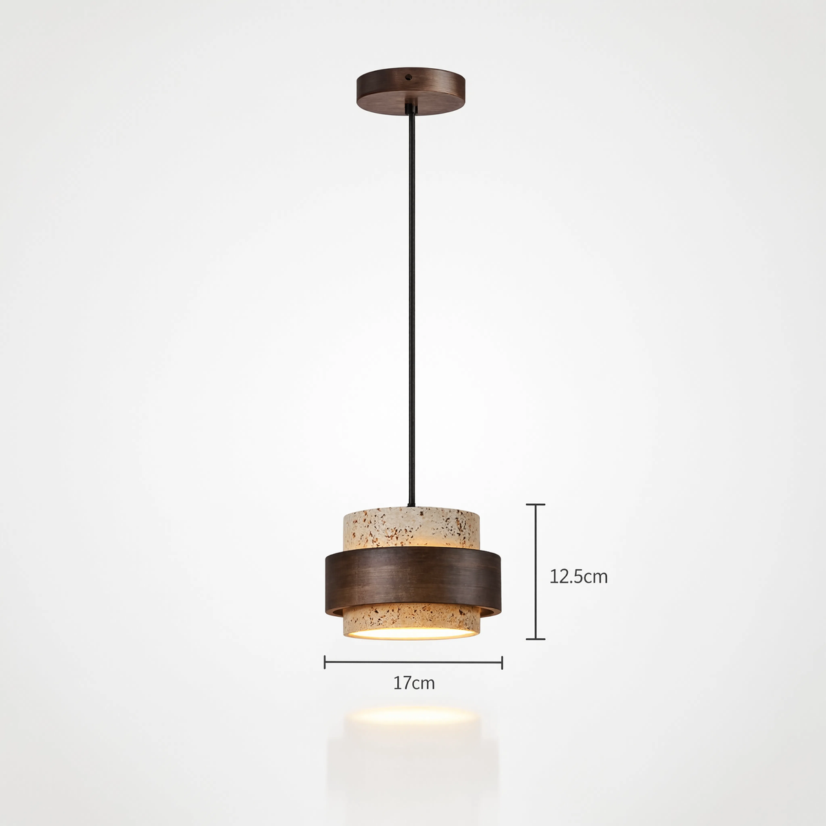 Travertine & Walnut Pendant Light | GX53 LED Included