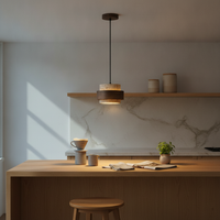 Travertine & Walnut Pendant Light | GX53 LED Included