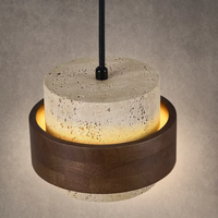 Travertine & Walnut Pendant Light | GX53 LED Included