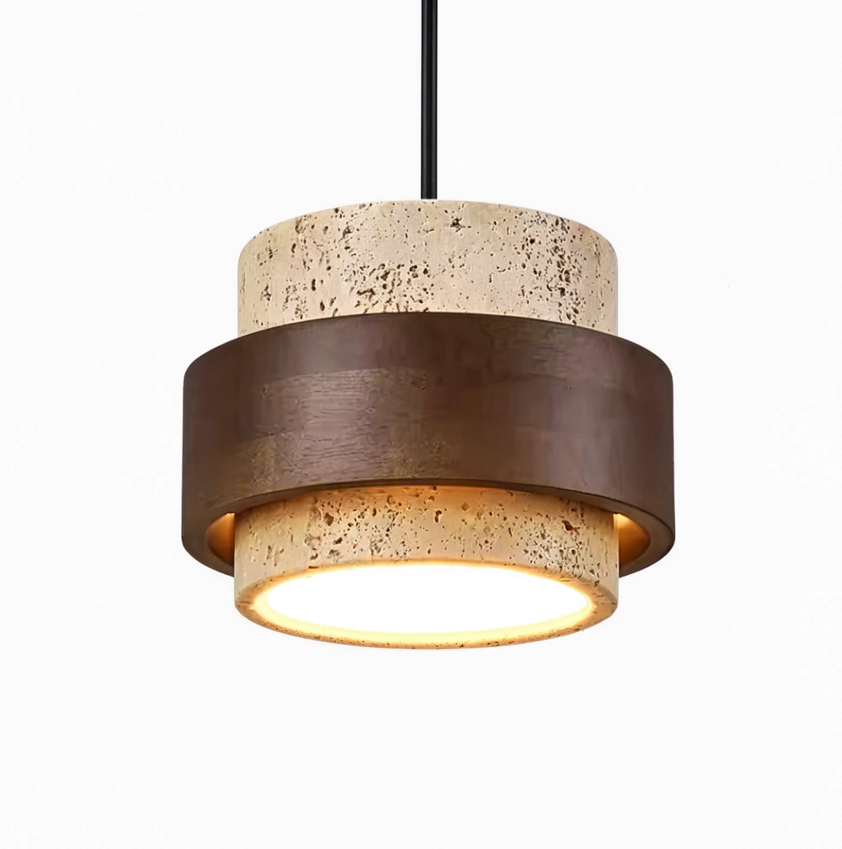 Travertine & Walnut Pendant Light | GX53 LED Included