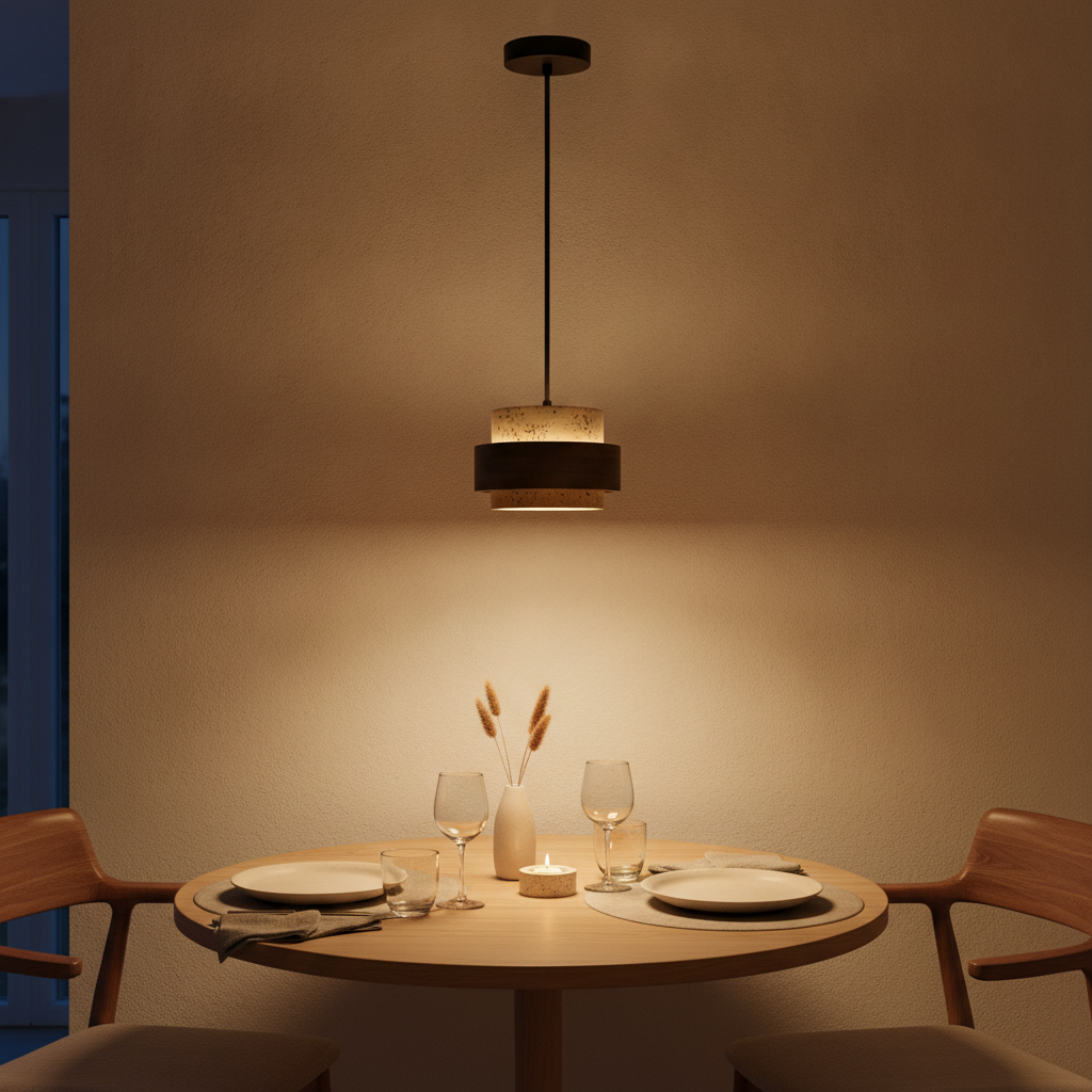 Travertine & Walnut Pendant Light | GX53 LED Included