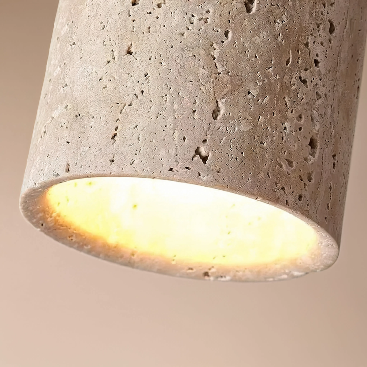 Travertine & Walnut Round Ceiling Light | E27 LED Included