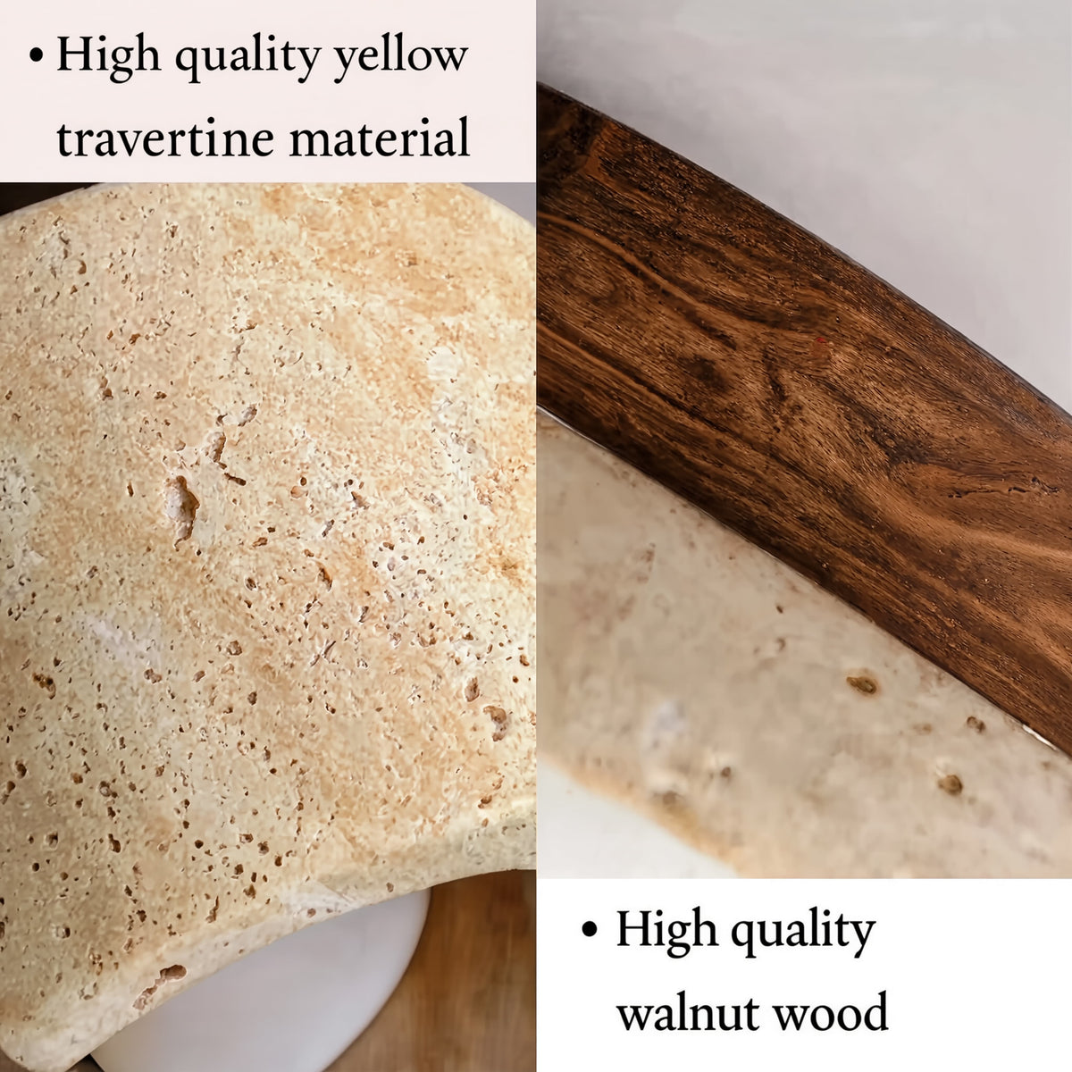 Travertine & Wood Round Ceiling Light 12cm | Compact