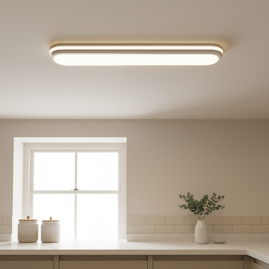 White Linear LED Ceiling Light 60 cm | Dimmable | Remote