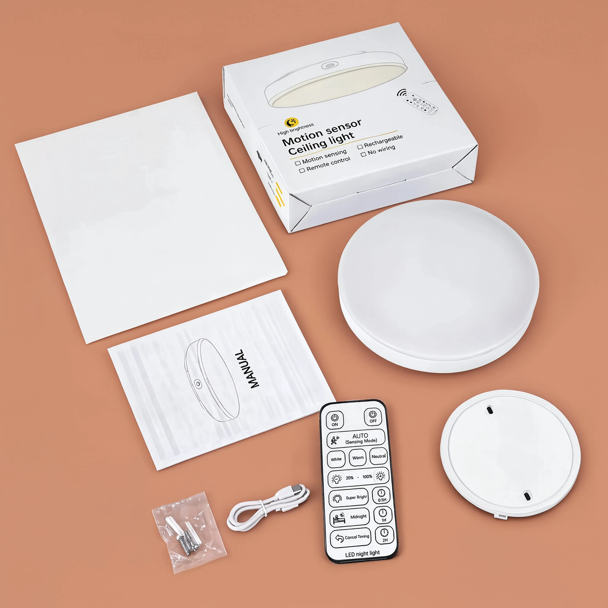 Battery Powered LED Ceiling Light | Motion Sensor, No Wiring