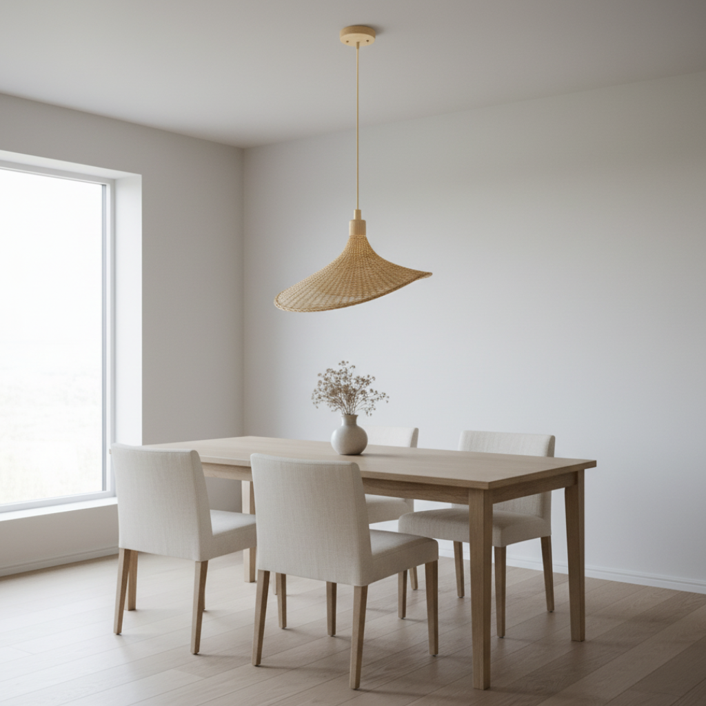 Woven Bamboo Leaf Pendant Light | Boho | E27 Included