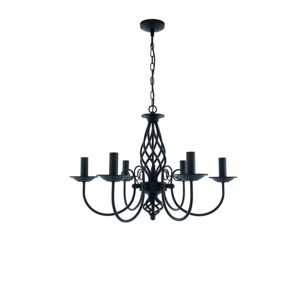 Black Candle Chandelier 6-Light | 58cm | E14 Sockets