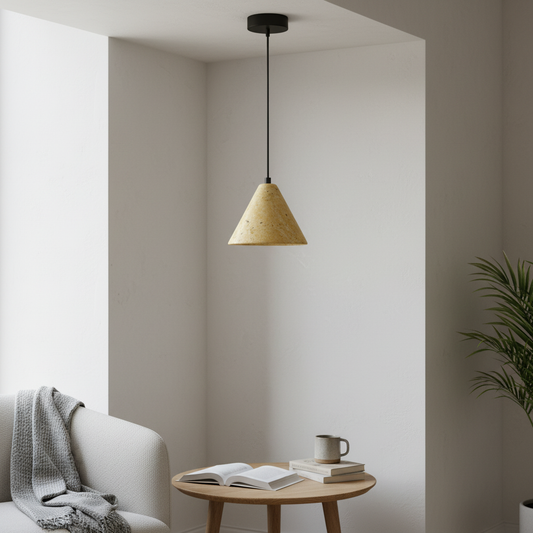Yellow Travertine Cone Pendant Light 12cm | 4W LED