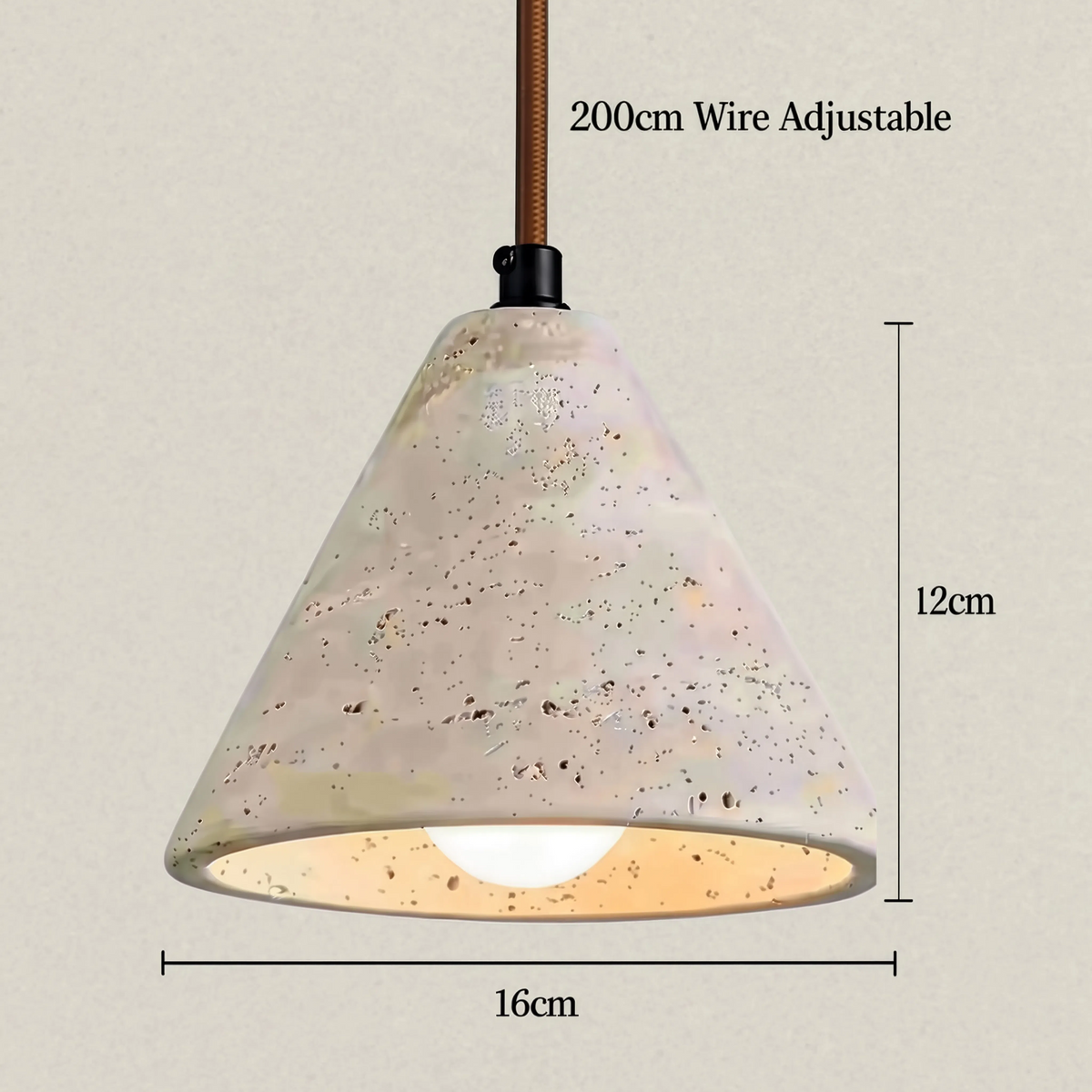 Yellow Travertine Cone Pendant Light 12cm | 4W LED