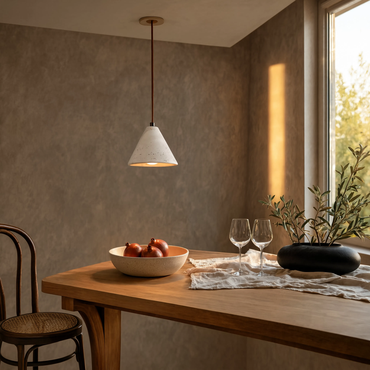 Yellow Travertine Cone Pendant Light 12cm | 4W LED