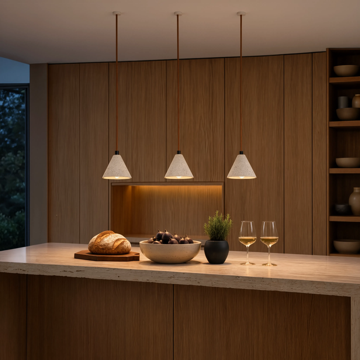 Yellow Travertine Cone Pendant Light 12cm | 4W LED