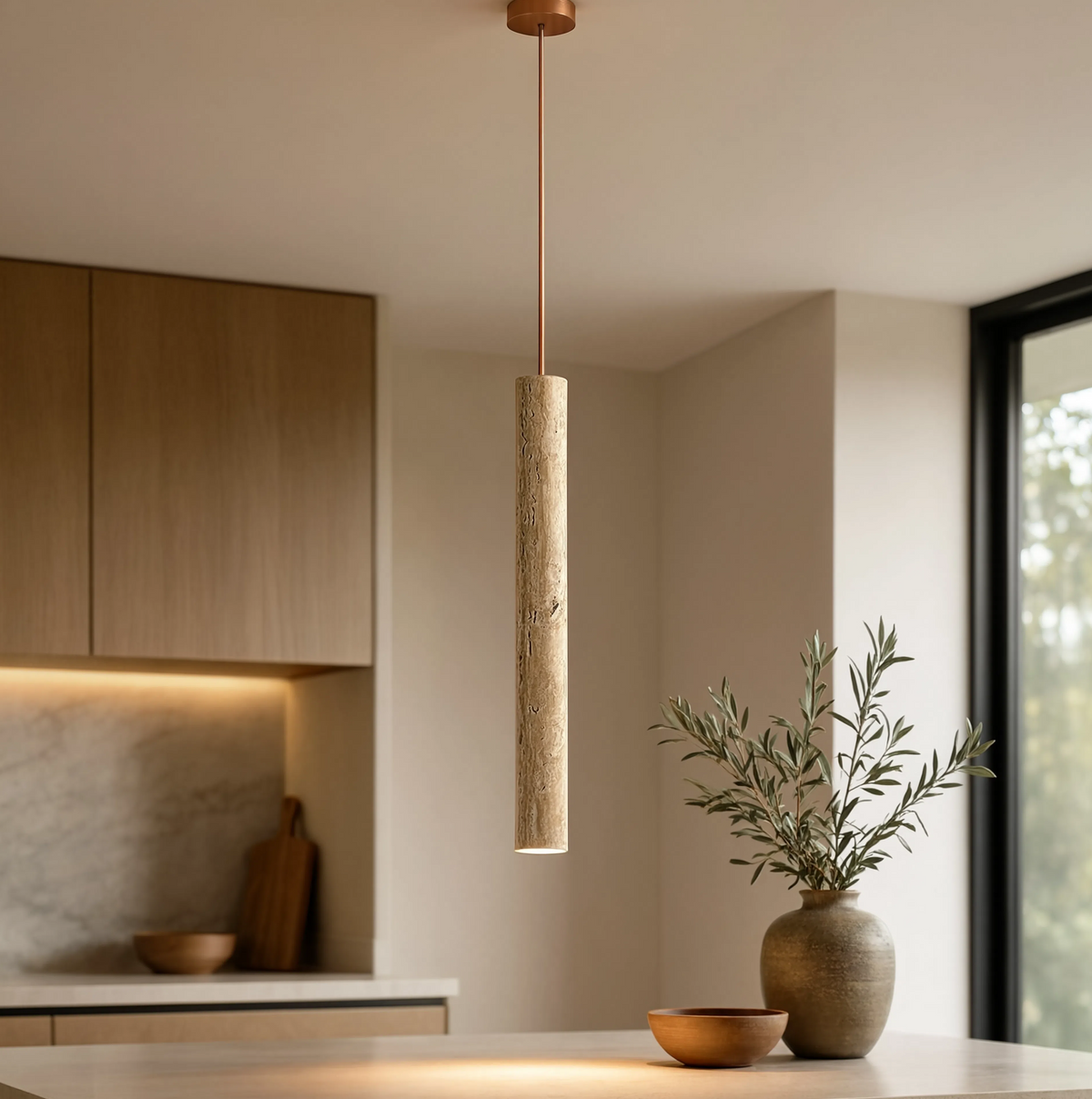 Yellow Travertine Nordic Pendant Light 30cm | 4W LED