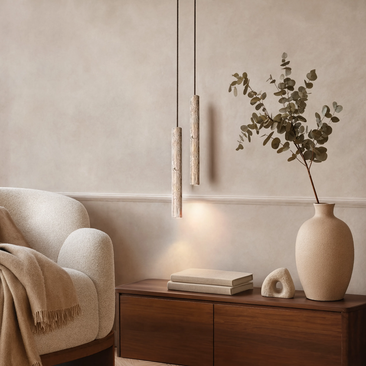 Yellow Travertine Nordic Pendant Light 30cm | 4W LED