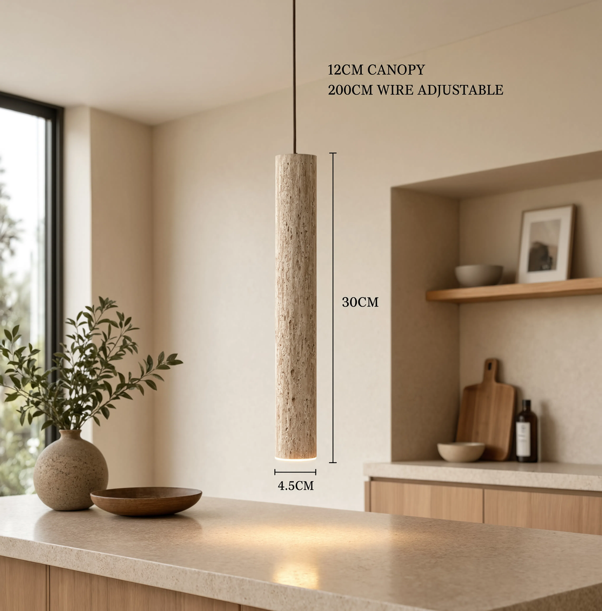 Yellow Travertine Nordic Pendant Light 30cm | 4W LED