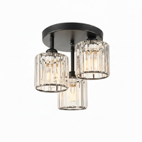 Black K9 Crystal Ceiling Light 3-Light | E27