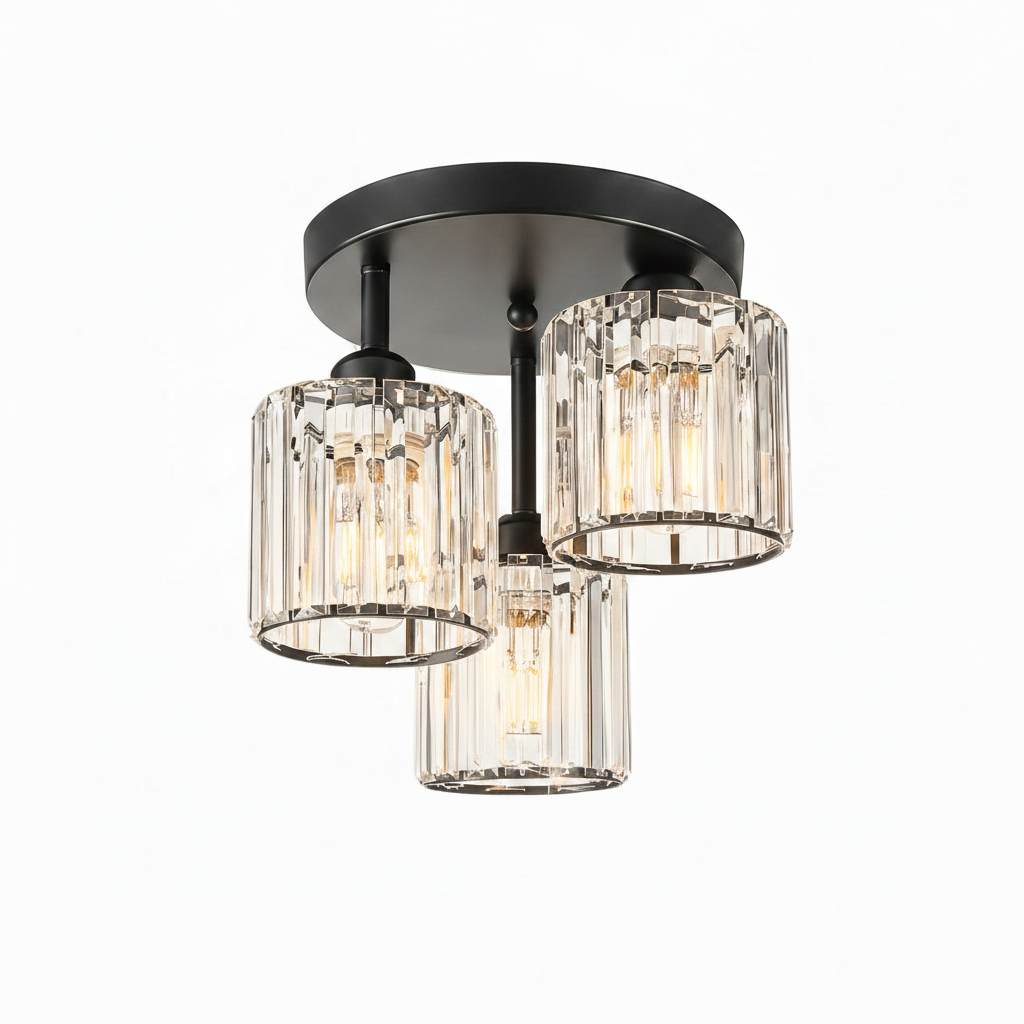 Black K9 Crystal Ceiling Light 3-Light | E27
