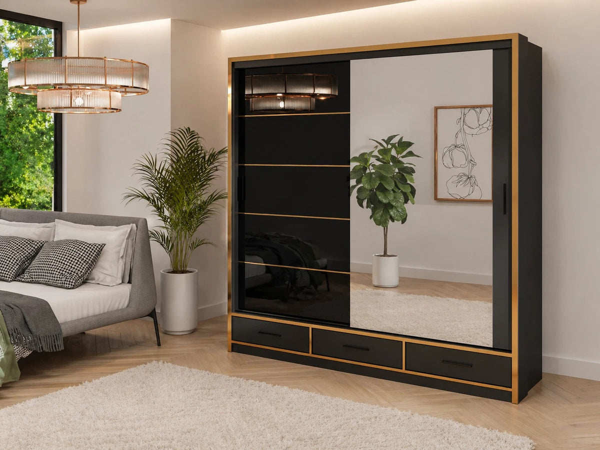 Florence High Gloss Sliding Door LED Wardrobe