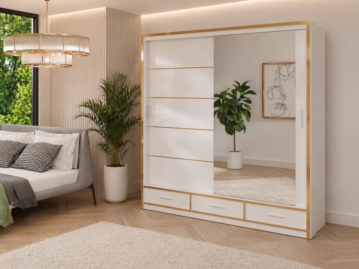 Florence High Gloss Sliding Door LED Wardrobe