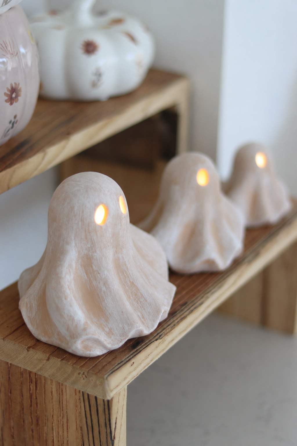Set of 3 Terracotta LED Ghosts