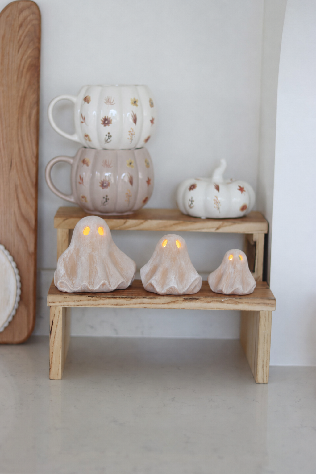 Set of 3 Terracotta LED Ghosts