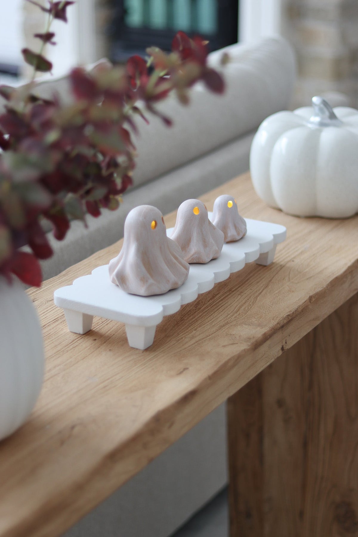 Set of 3 Terracotta LED Ghosts