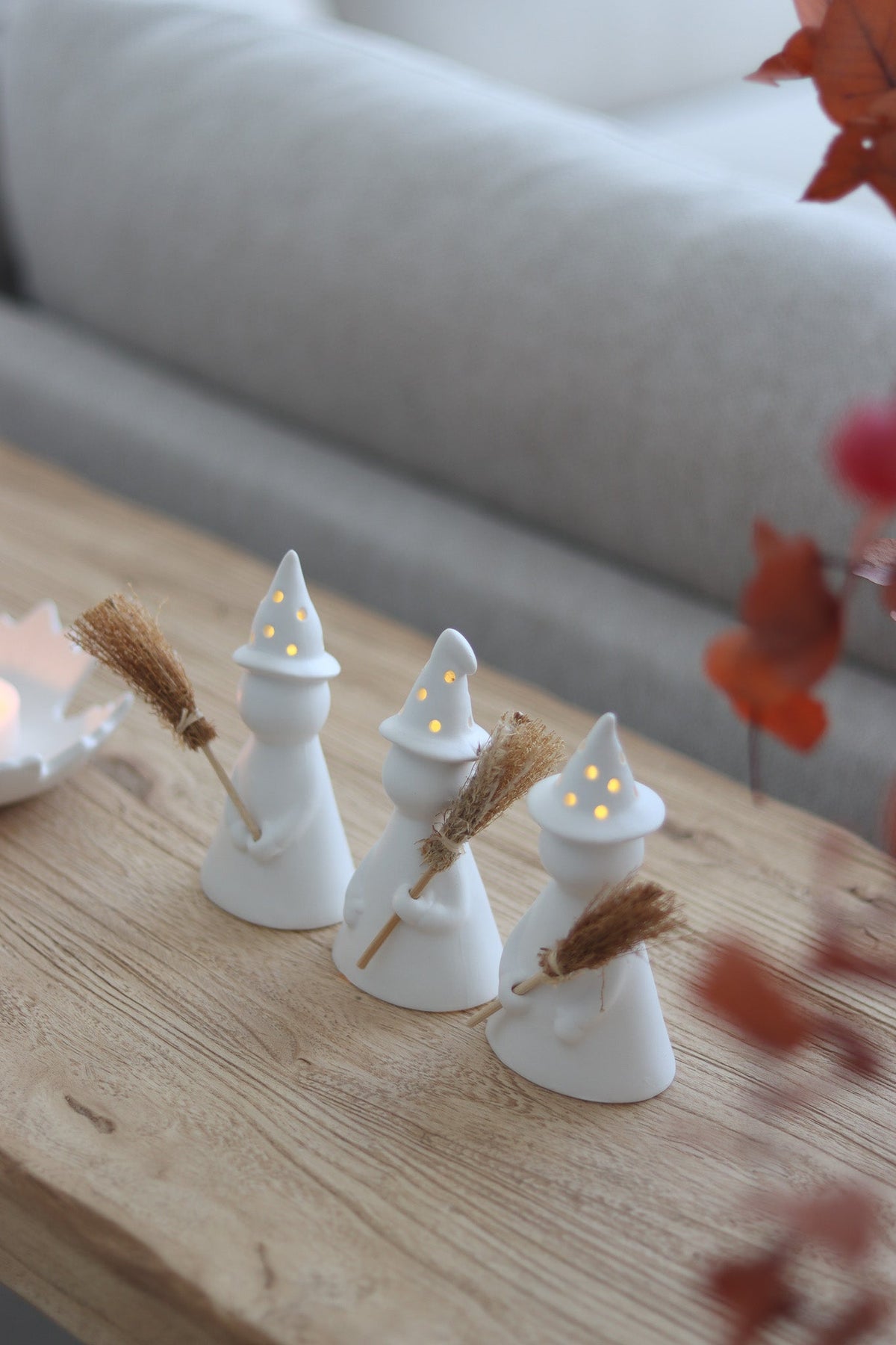 LED Ceramic Witches - Set of 3