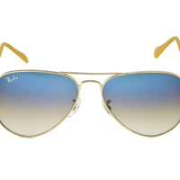 Ray-Ban Sunglasses RB3025 Aviator Gradient Gold Frame Light Blue Lenses 58mm