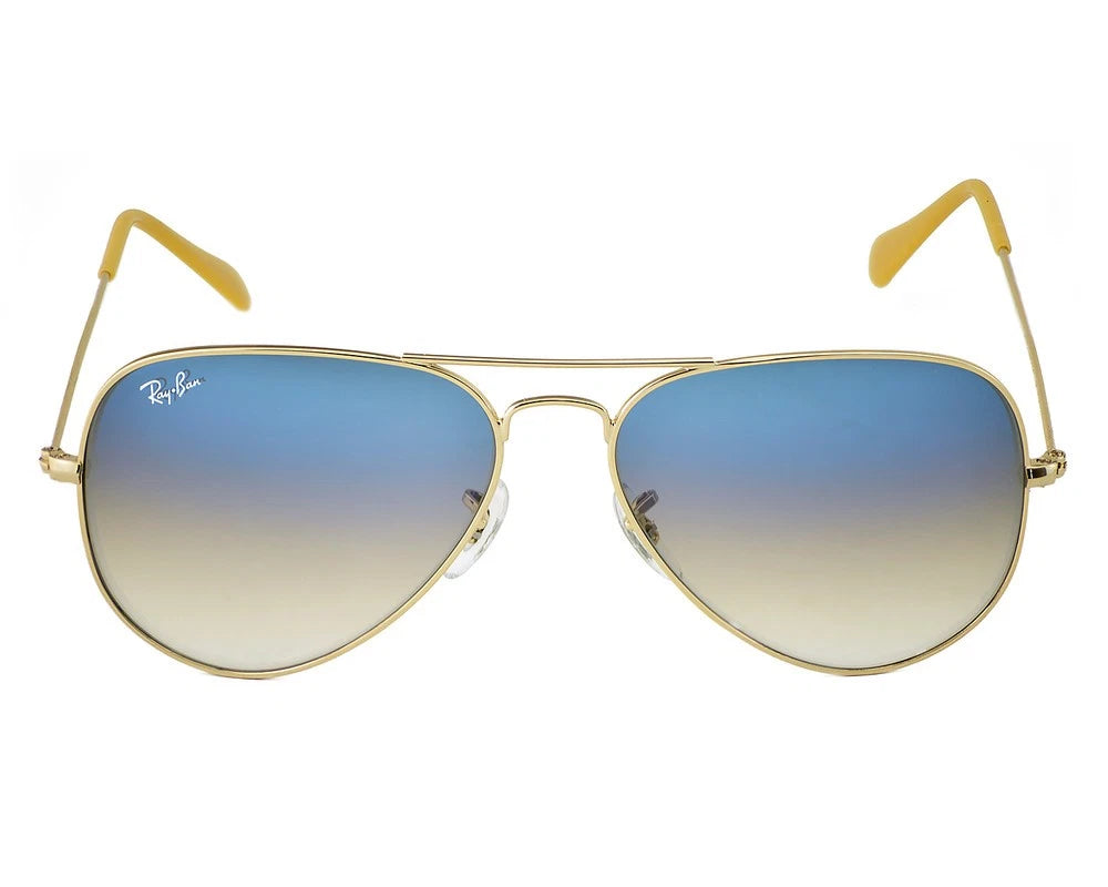 Ray-Ban Sunglasses RB3025 Aviator Gradient Gold Frame Light Blue Lenses 58mm