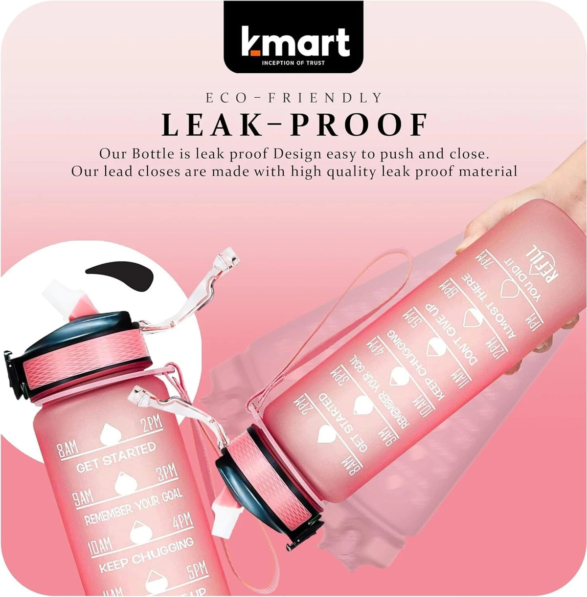 Water Bottle 1L Sports Water Bottle with Motivational Time Marker
