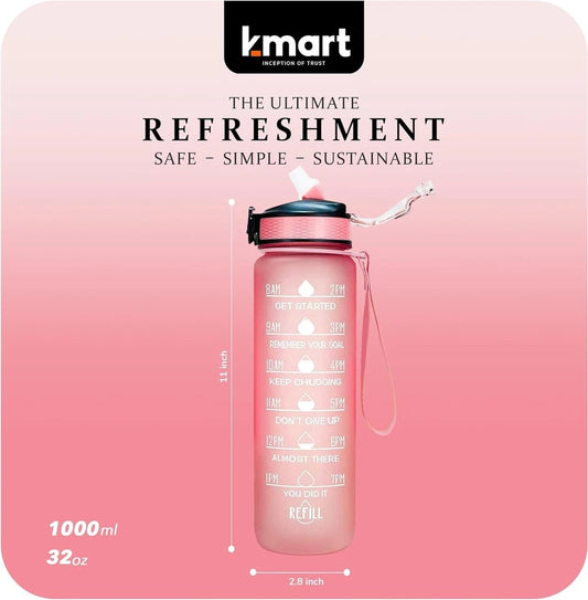 Water Bottle 1L Sports Water Bottle with Motivational Time Marker