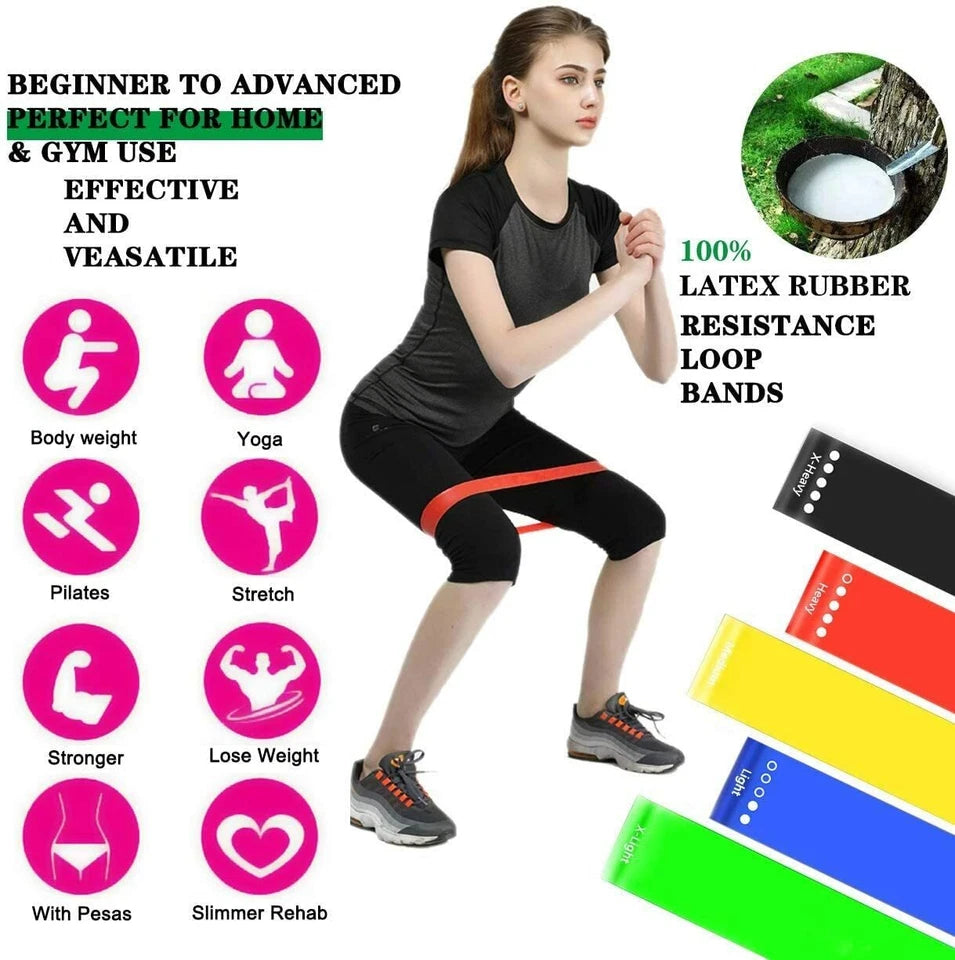 5Pack Resistance Loops Bands,Skin-Friendly Resistance Fitness Exercise Loop Band