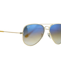 Ray-Ban Sunglasses RB3025 Aviator Gradient Gold Frame Light Blue Lenses 58mm