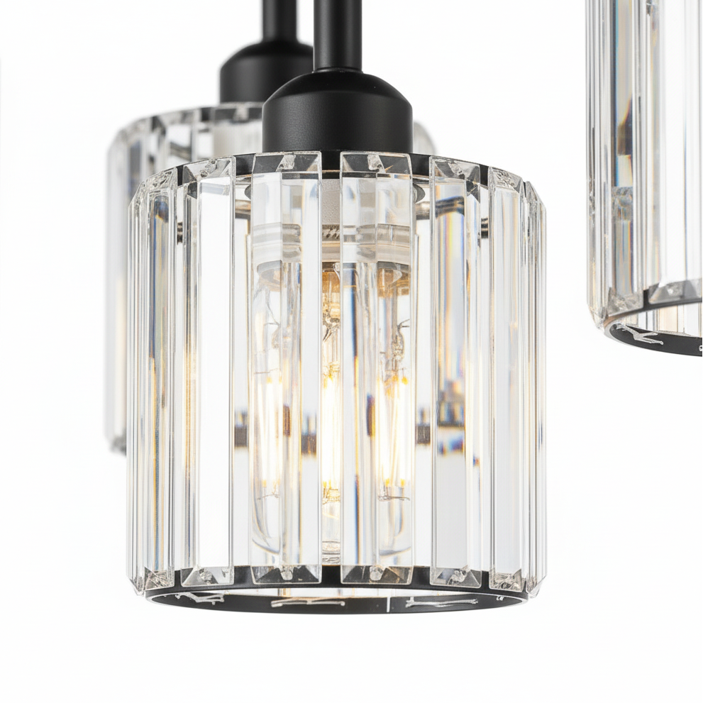 Black K9 Crystal Ceiling Light 3-Light | E27