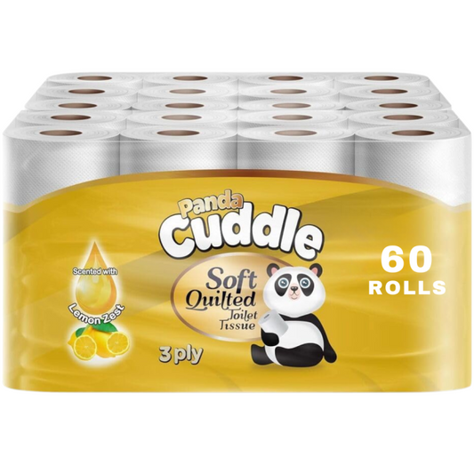 Panda Cuddle Lemon Zest Scented 3-Ply Soft Quilted Toilet Tissue - 60 Rolls